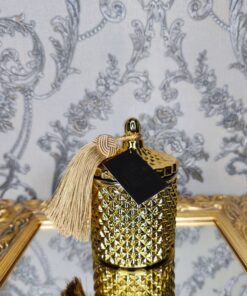 Natūrali sojų vaško žvakė stikliniame indelyje 250ml (auksinė)