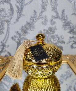 Natūrali sojų vaško žvakė stikliniame indelyje 350ml (auksinė)