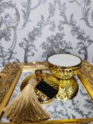 Natūrali sojų vaško žvakė stikliniame indelyje 350ml (auksinė)