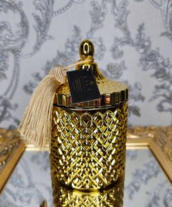 Natūrali sojų vaško žvakė stikliniame indelyje 500ml (auksinė)