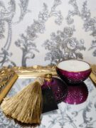 Natūrali sojų vaško žvakė stikliniame indelyje 140ml (baklažano)