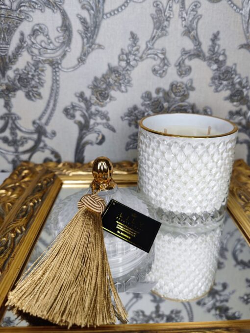 Žvakė stikliniame indelyje 500ml (balta)
