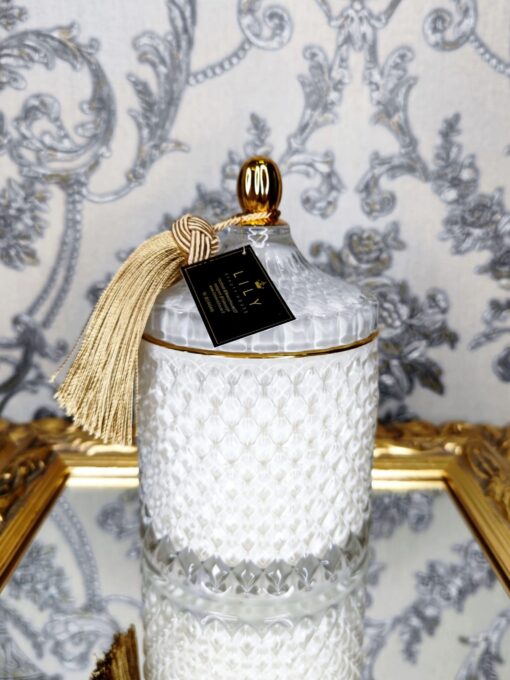 Žvakė stikliniame indelyje 500ml (balta)