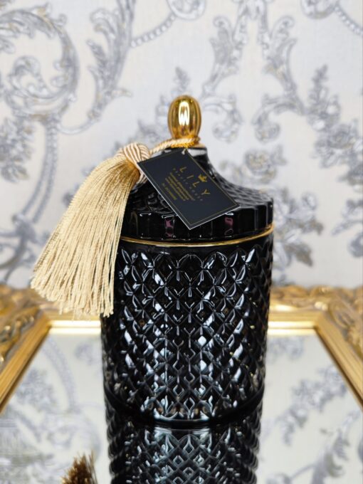 Žvakė stikliniame indelyje 500ml (juoda)