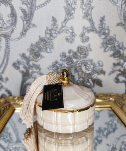 Natūrali sojų vaško žvakė stikliniame indelyje, 240ml Kreminė