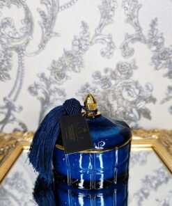 Natūrali sojų vaško žvakė stikliniame indelyje 240ml (mėlyna)