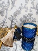 Natūrali sojų vaško žvakė stikliniame indelyje 250ml (mėlyna)