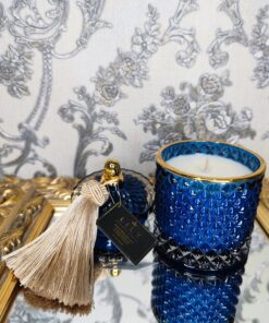 žvakė stikliniame indelyje mėlyna 250 atidaryta