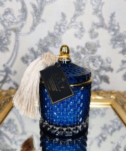 Natūrali sojų vaško žvakė stikliniame indelyje 250ml (mėlyna)