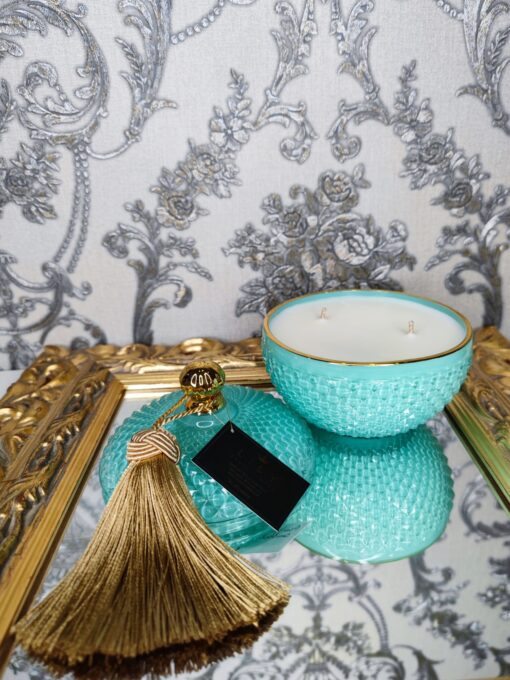 Natūrali sojų vaško žvakė stikliniame indelyje 380ml (mėtinė)