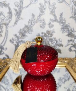 Natūrali sojų vaško žvakė stikliniame indelyje 380ml (raudona)