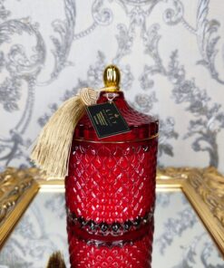 Natūrali sojų vaško žvakė stikliniame indelyje 500ml (raudona)