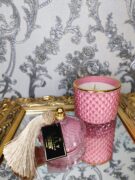 Natūrali sojų vaško žvakė stikliniame indelyje 250ml (rožinė)