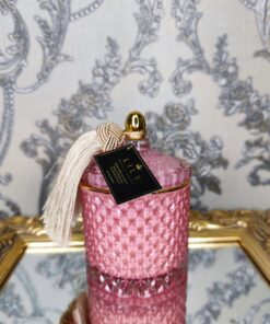 Natūrali sojų vaško žvakė stikliniame indelyje 250ml (rožinė)