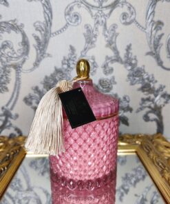 Natūrali sojų vaško žvakė stikliniame indelyje 500ml (rožinė)