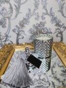 Natūrali sojų vaško žvakė stikliniame indelyje 250ml (sidabrinė)