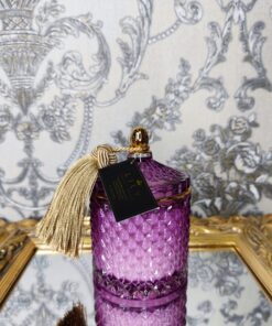 Natūrali sojų vaško žvakė stikliniame indelyje 250ml (violetinė)