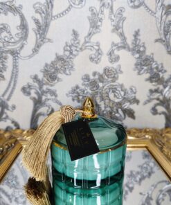 Natūrali sojų vaško žvakė stikliniame indelyje 240ml (žalia)