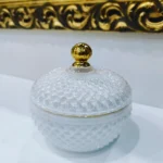 Stiklinis indelis su dangteliu baltas