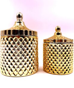 Stiklinis indelis su dangteliu, auksinis