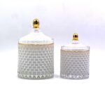 Stiklinis indelis su dangteliu, baltas