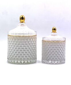 Stiklinis indelis su dangteliu, baltas