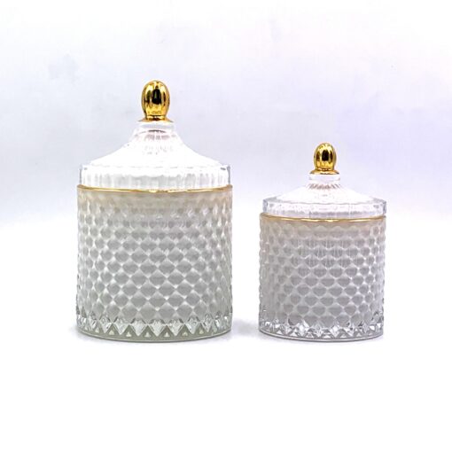 Stiklinis indelis su dangteliu, baltas