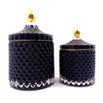 Stiklinis indelis su dangteliu, juodas