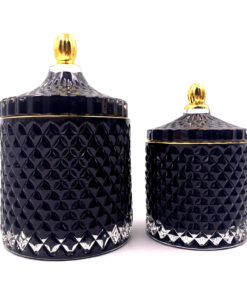 Stiklinis indelis su dangteliu, juodas