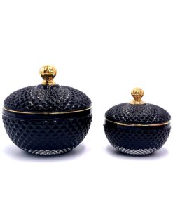 Stiklinis indelis su dangteliu juodas