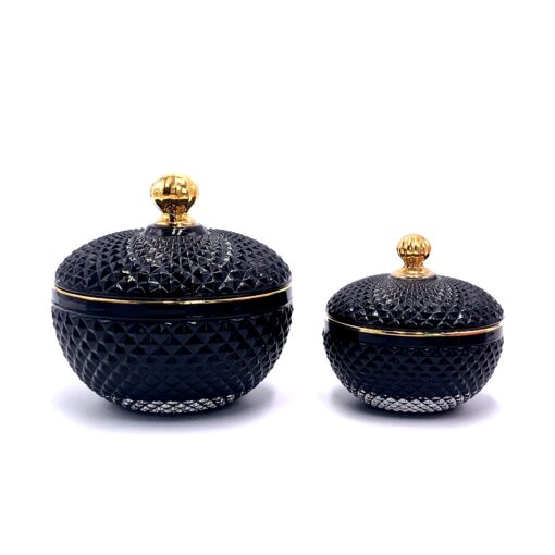 Stiklinis indelis su dangteliu juodas