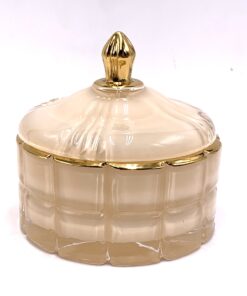 Stiklinis indelis su dangteliu kreminis