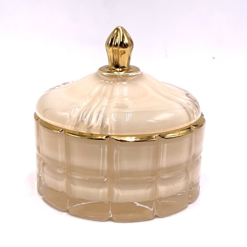 Stiklinis indelis su dangteliu kreminis