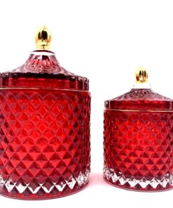 Stiklinis indelis su dangteliu, raudona