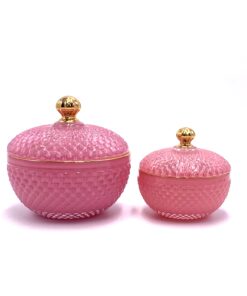 Stiklinis indelis su dangteliu rožinis