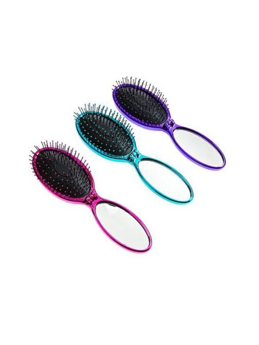 WETBRUSH POP&GO METALLIC sulenkiamas plaukų šepetys su veidrodėliu