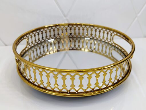 Metalinis padėklas su veidrodžiu 20cm