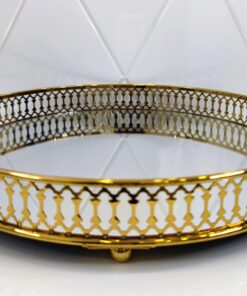 Metalinis padėklas su veidrodžiu 32cm