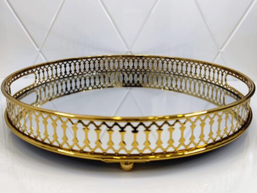 Metalinis padėklas su veidrodžiu 32cm