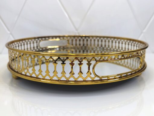 Metalinis padėklas su veidrodžiu 25cm