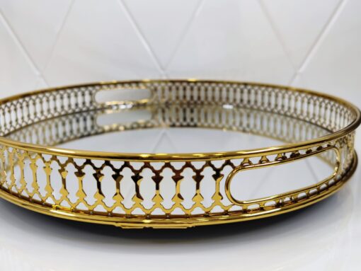 Metalinis padėklas su veidrodžiu 32cm