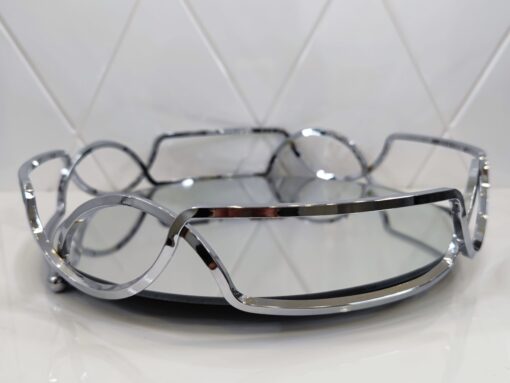 Sidabro spalvos padėklas 30cm