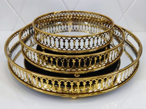 Metalinis padėklas su veidrodžiu 32cm