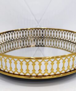 Metalinis padėklas su veidrodžiu 25cm