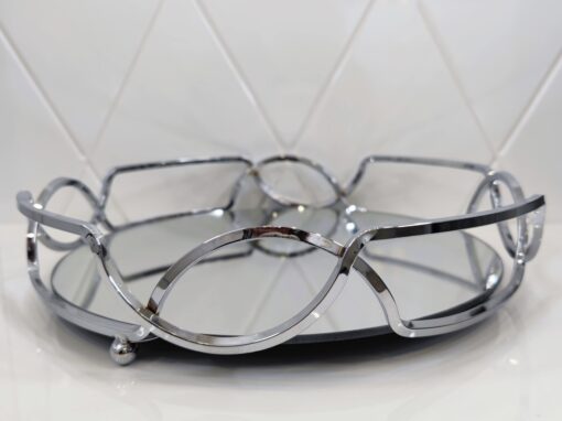 Sidabro spalvos padėklas 30cm