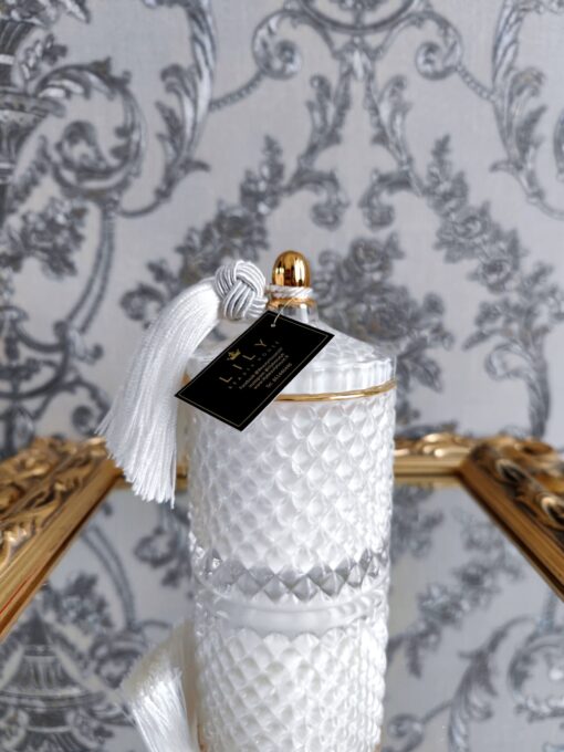 Natūrali sojų vaško žvakė stikliniame indelyje, 250ml Balta