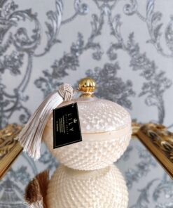 Natūrali sojų vaško žvakė stikliniame indelyje 380ml (kreminė)