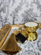 Natūrali sojų vaško žvakė stikliniame indelyje 140ml Auksinė