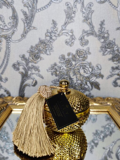 Natūrali sojų vaško žvakė stikliniame indelyje 140ml Auksinė