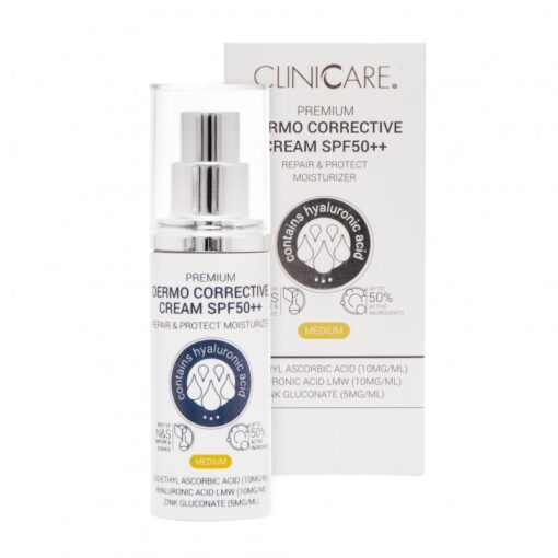 CLINICARE Koreguojamasis kremas SPF50++ su spalva PREMIUM DERMO CORRECTIVE CREAM SPF50++, 30 ml